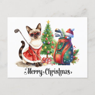 Cartes Pour Fêtes Annuelles Noël de golf sur le thème de Siamese Cat Golfer