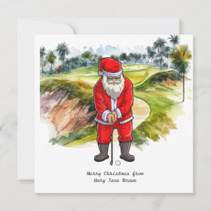 Cartes Pour Fêtes Annuelles Noël de golfer avec Santa CLAUS