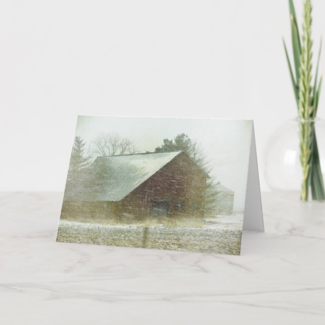 Cartes Pour Fêtes Annuelles Noël de grange de tempête de neige (Devant)