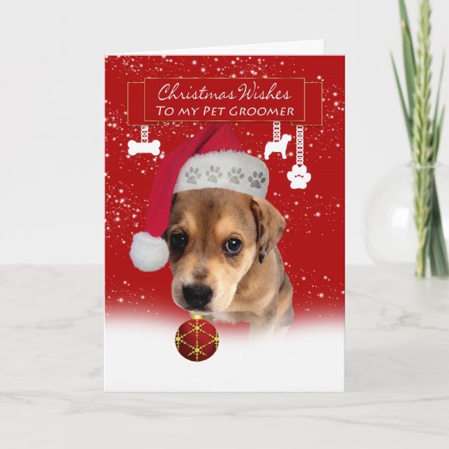 Cartes Pour Fêtes Annuelles Noël de groomer d'animal familier souhaite la (Devant)