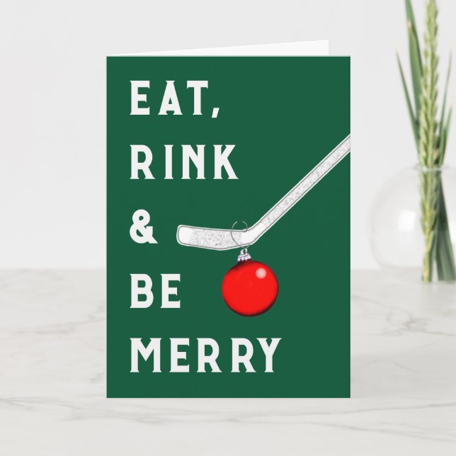Cartes Pour Fêtes Annuelles Noël de hockey amusant (Devant)