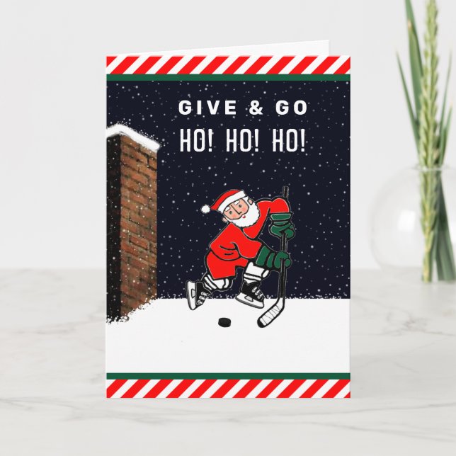 Cartes Pour Fêtes Annuelles Noël de hockey amusant (Devant)