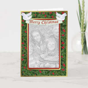 Cartes Pour Fêtes Annuelles Noël de houx et de colombe
