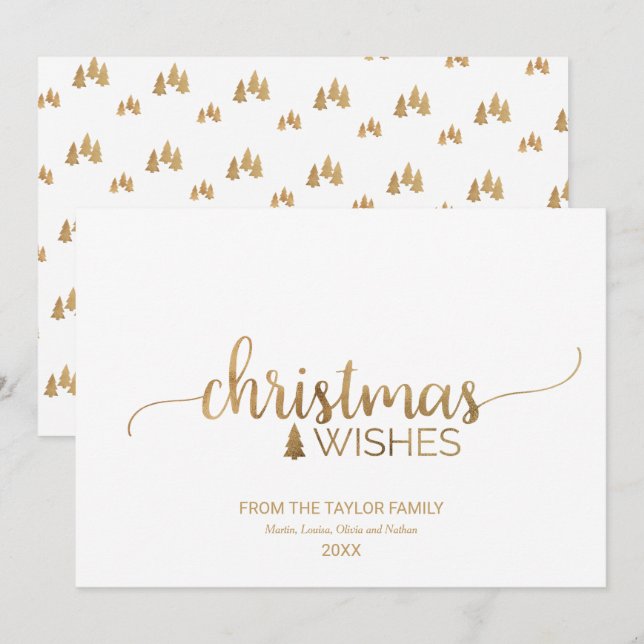 Cartes Pour Fêtes Annuelles Noël de la calligraphie or simple (Devant / Derrière)