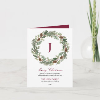 Cartes Pour Fêtes Annuelles Noël de la couronne de pin rustique