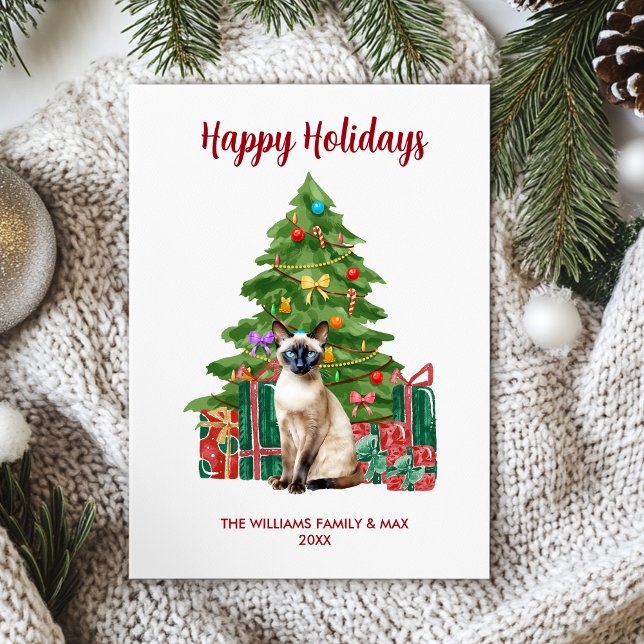 Cartes Pour Fêtes Annuelles Noël de la famille des chats siamois (Créateur téléchargé)