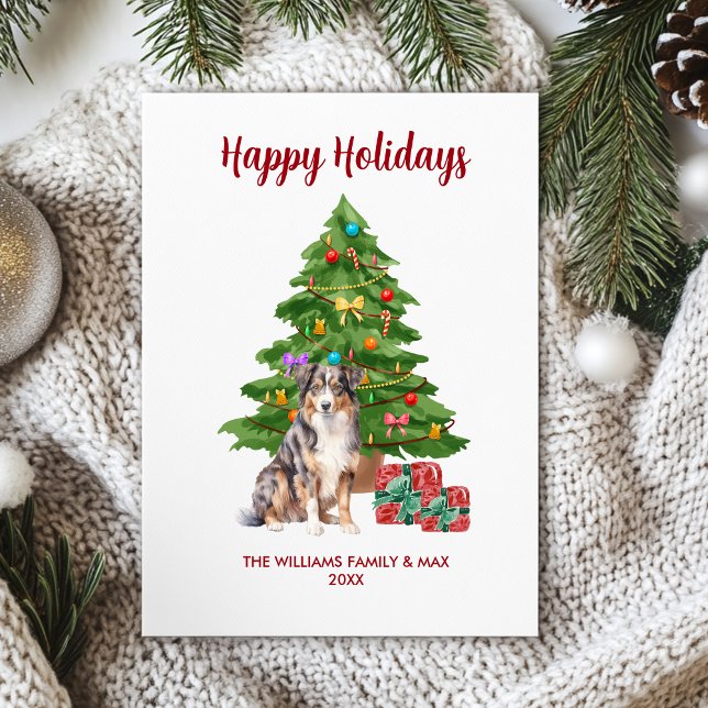 Cartes Pour Fêtes Annuelles Noël de la famille des chiens bergers australiens (Créateur téléchargé)