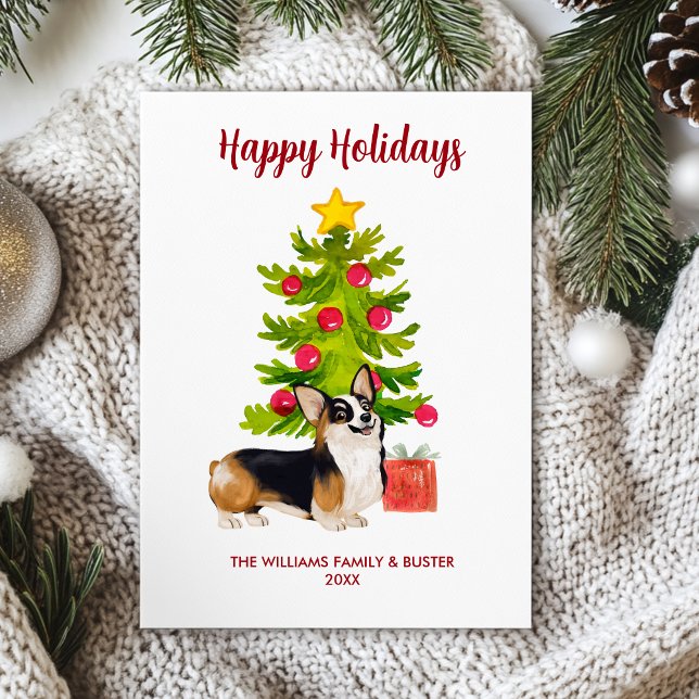 Cartes Pour Fêtes Annuelles Noël de la famille des Chiens de Corgi (Créateur téléchargé)