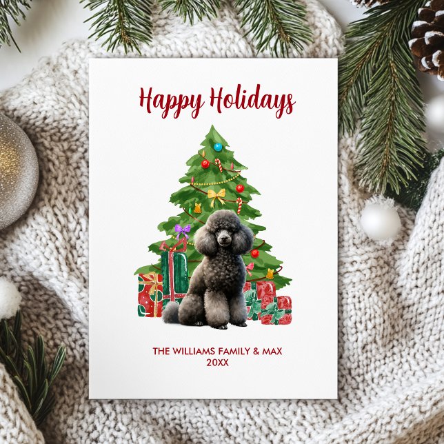 Cartes Pour Fêtes Annuelles Noël de la famille du chien de caniche (Créateur téléchargé)
