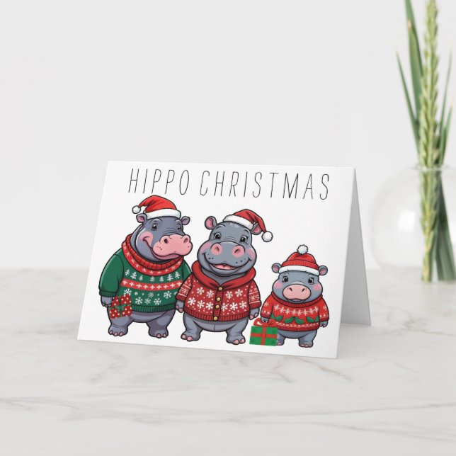 Cartes Pour Fêtes Annuelles Noël de la famille Hippo (Devant)