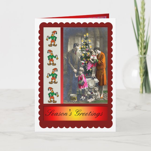 Cartes Pour Fêtes Annuelles Noël de la famille victorienne (Devant)