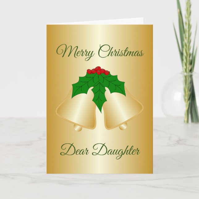 Cartes Pour Fêtes Annuelles Noël de la fille Gold Bells (Devant)