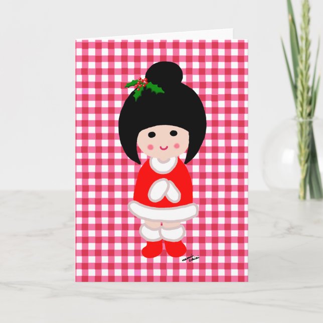 Cartes Pour Fêtes Annuelles Noël de la fille Kokeshi (Devant)