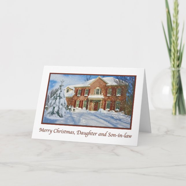 Cartes Pour Fêtes Annuelles Noël de la fille, Snowy Home Scène (Devant)