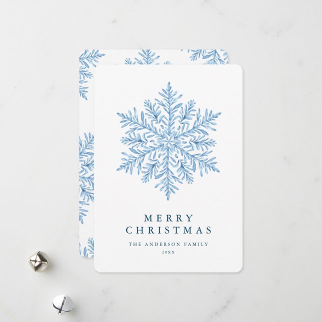 Cartes Pour Fêtes Annuelles Noël de la flocon de neige d'hiver (Devant/Arrière en situation)