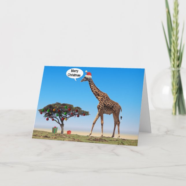 Cartes Pour Fêtes Annuelles Noël de la girafe (Devant)