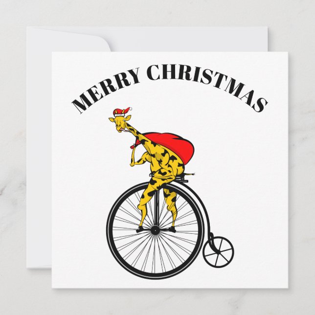 Cartes Pour Fêtes Annuelles Noël de la Giraffe du Père Noël (Devant)