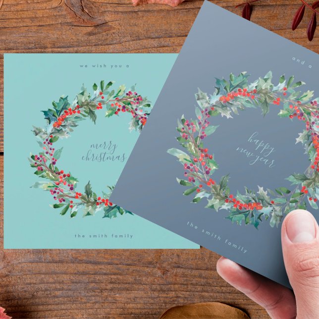 Cartes Pour Fêtes Annuelles Noël de la glace bleue hiver | Nouvel An (Créateur téléchargé)