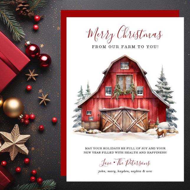 Cartes Pour Fêtes Annuelles Noël de la grange d'hiver rustique (Créateur téléchargé)