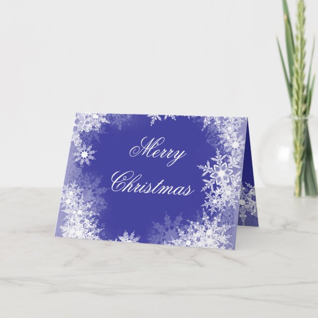 Cartes Pour Fêtes Annuelles Noël de la Marine Blue Snowflacon (Devant)