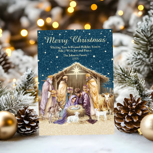 Cartes Pour Fêtes Annuelles Noël de la Nativité à l'aquarelle