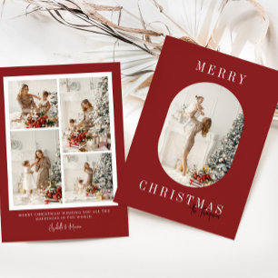 Cartes Pour Fêtes Annuelles Noël de la photo ovale de Boho rouge