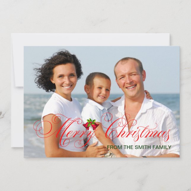 Cartes Pour Fêtes Annuelles Noël de la photo rouge moderne (Devant)