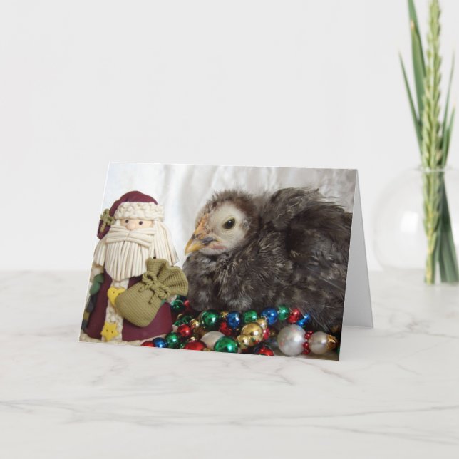 Cartes Pour Fêtes Annuelles Noël de la poule et de Père Noël (Devant)