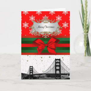 Cartes Pour Fêtes Annuelles Noël de la Red Snowflop de San Francisco Skyline