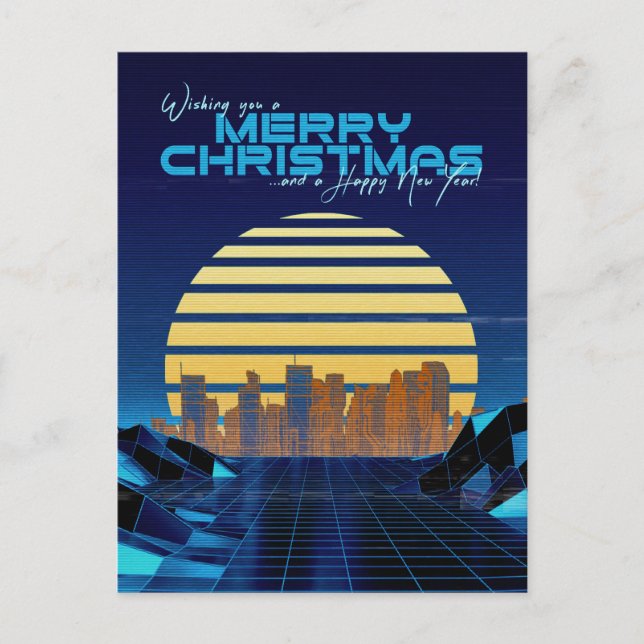 Cartes Pour Fêtes Annuelles Noël de la vague bleue (Devant)