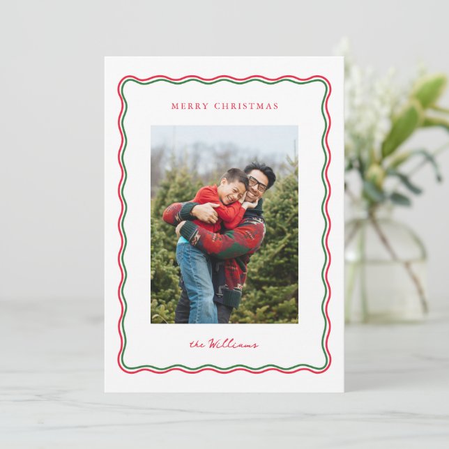 Cartes Pour Fêtes Annuelles Noël de la vague moderne (Debout devant)