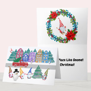 Cartes Pour Fêtes Annuelles Noël de la ville de Gnome nordique, pas d'endroit 