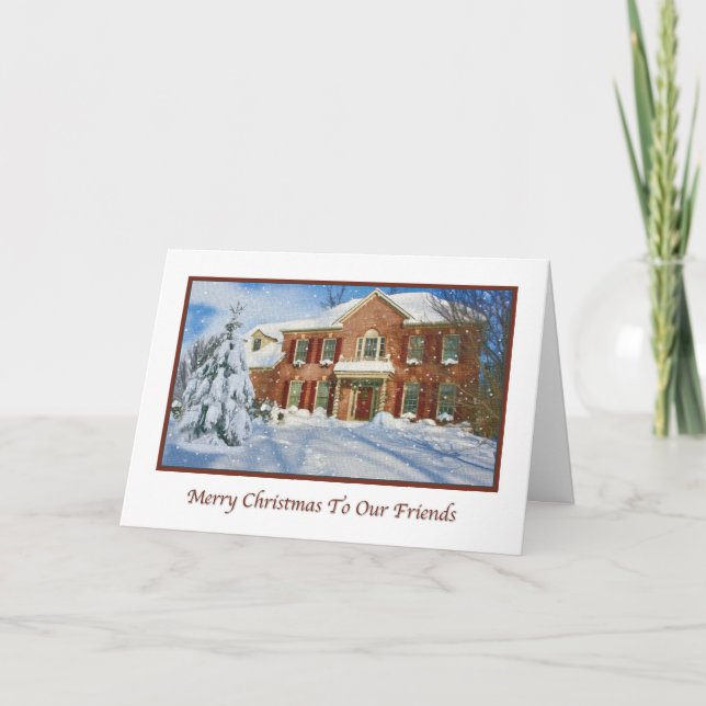 Cartes Pour Fêtes Annuelles Noël de l'ami avec Snowy Scene (Devant)