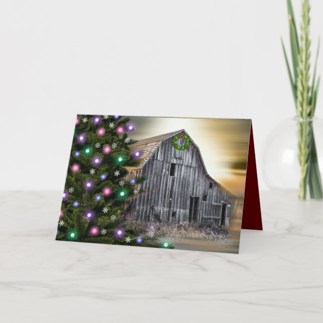Cartes Pour Fêtes Annuelles Noël de l'ancienne grange (Devant)