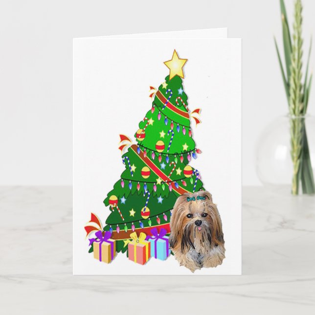Cartes Pour Fêtes Annuelles Noël de Lhassa Apso (Devant)