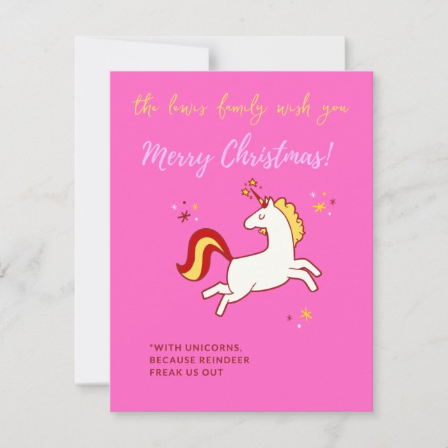 Cartes Pour Fêtes Annuelles noël de licorne (Devant)