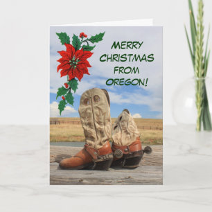 Cartes Pour Fêtes Annuelles Noël de l'Oregon Western Boot