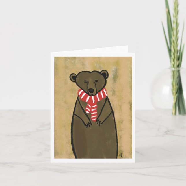 Cartes Pour Fêtes Annuelles Noël de l'ours Brown (Devant)