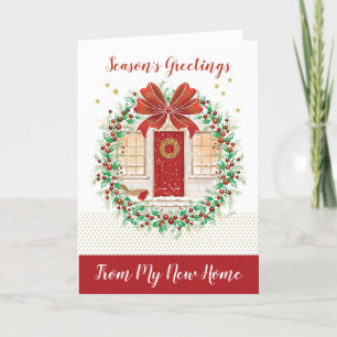 Cartes Pour Fêtes Annuelles Noël, De Ma Nouvelle Maison. Holly Wreath, porte