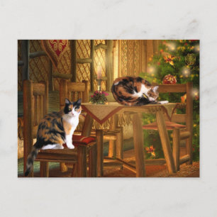 Cartes Pour Fêtes Annuelles Noël de minou de calicot