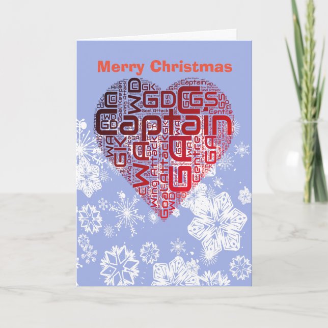Cartes Pour Fêtes Annuelles Noël de net-ball de coeur d'amour (Devant)