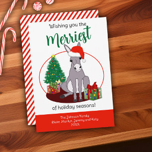 Cartes Pour Fêtes Annuelles Noël de Noël de l'âne mignon Noël personnalisé