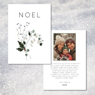 Cartes Pour Fêtes Annuelles Noel de Noël Rustique Minimal photo Holly