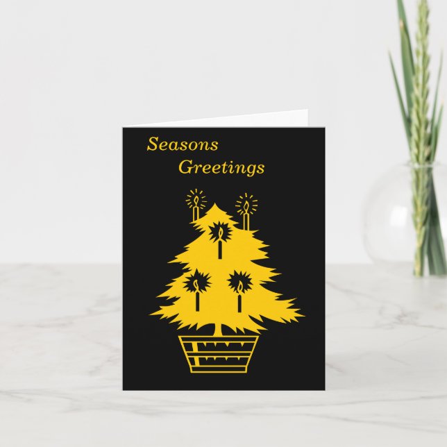 Cartes Pour Fêtes Annuelles Noël de noir de conception graphique d'arbre de (Devant)