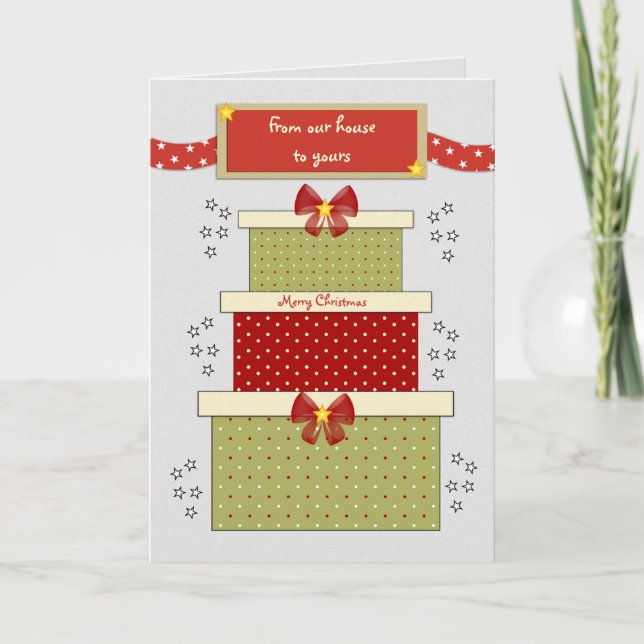 Cartes Pour Fêtes Annuelles Noël de notre maison à votre (Devant)