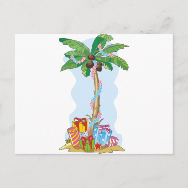 Cartes Pour Fêtes Annuelles Noël de palmier avec des cadeaux (Devant)