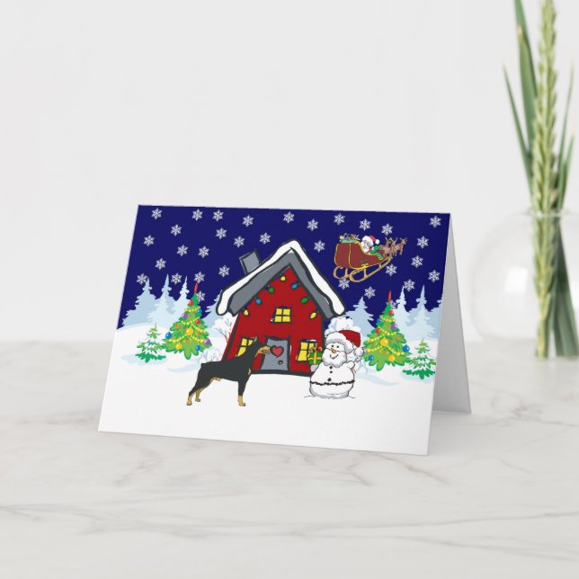 Cartes Pour Fêtes Annuelles Noël de pays de dobermann (Devant)