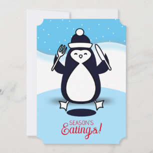Cartes Pour Fêtes Annuelles Noël de pêche de fourchette de pingouin de la
