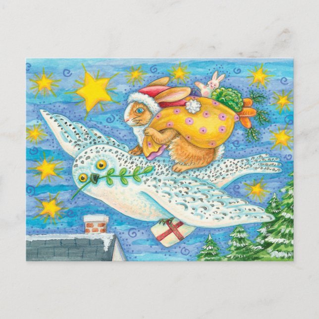 Cartes Pour Fêtes Annuelles Noël de Père Noël Bunny (Devant)