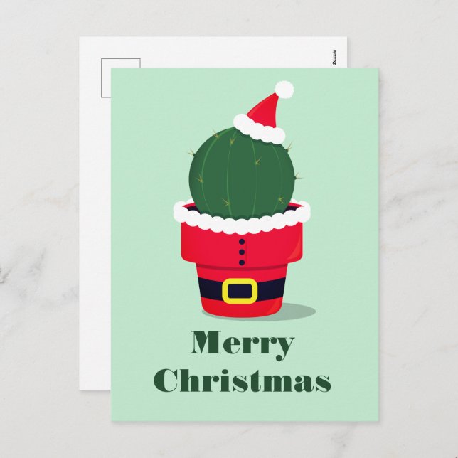 Cartes Pour Fêtes Annuelles Noël de père Noël Cactus (Devant / Derrière)
